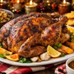 Puerto Rican style roasted turkey with garlic sofrito marinade and crispy golden skin
