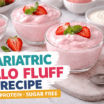 bariatric jello fluff recipe high protein sugar free strawberry dessert in glass bowls