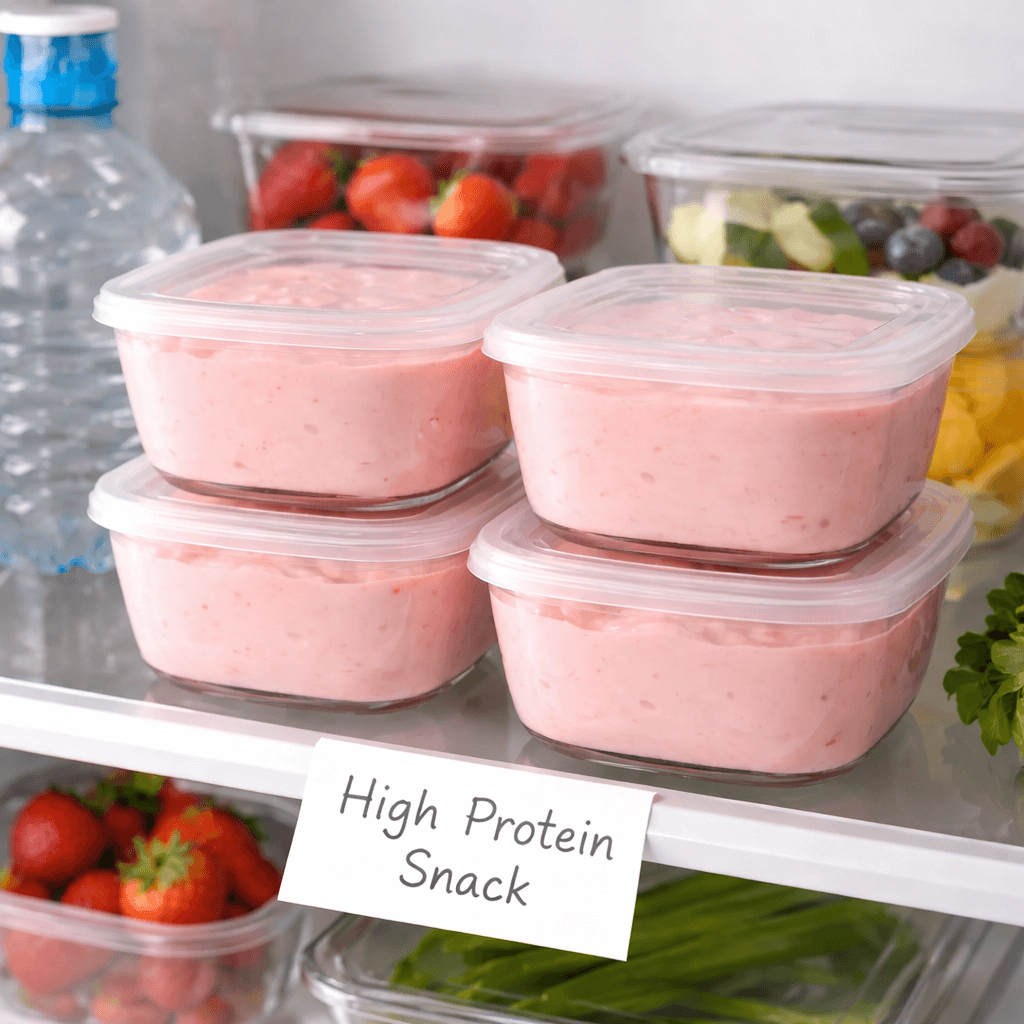 bariatric jello fluff recipe meal prep containers high protein sugar free snack portioned in fridge