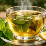 lemon balm tea with lemon slice natural herbal weight loss drink