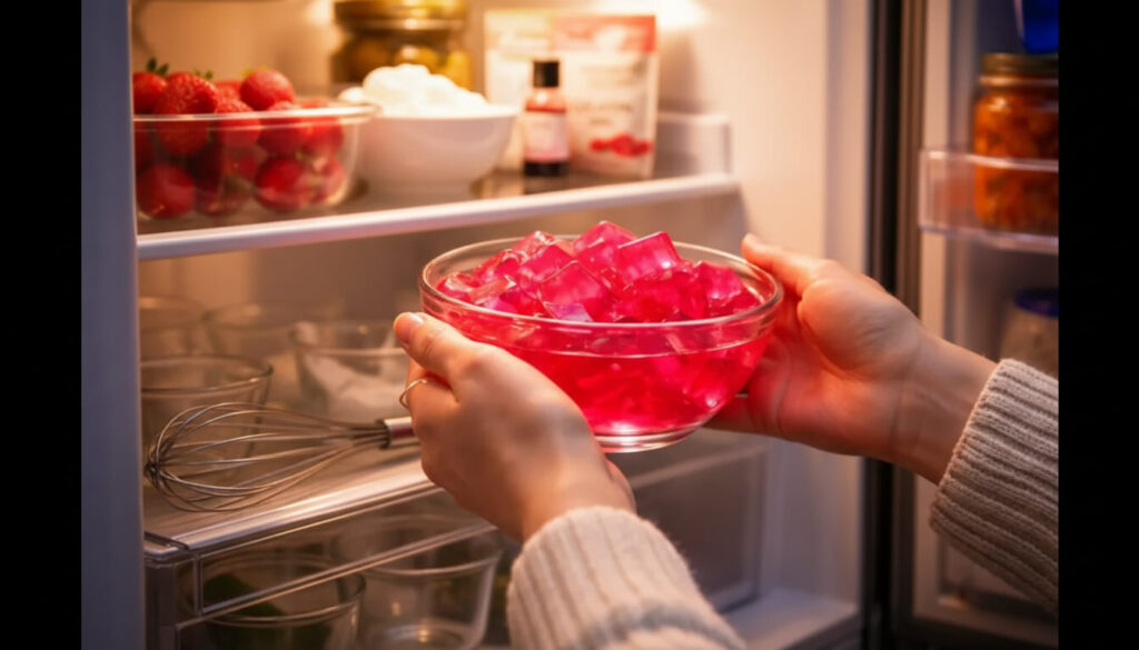 pink gelatin weight loss recipe nighttime snack setup