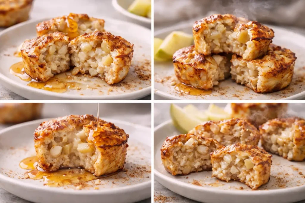 cinnamon apple cottage cheese bites cut open showing creamy soft interior texture
