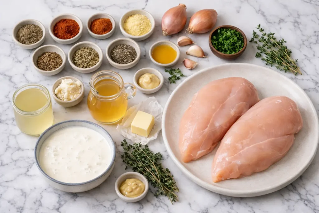Ingredients for Blackened Chicken with Creamy Shallot Sauce