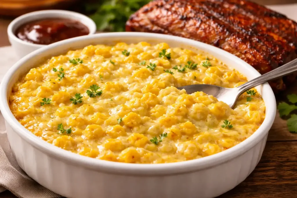 creamy city barbeque corn pudding recipe copycat BBQ side dish