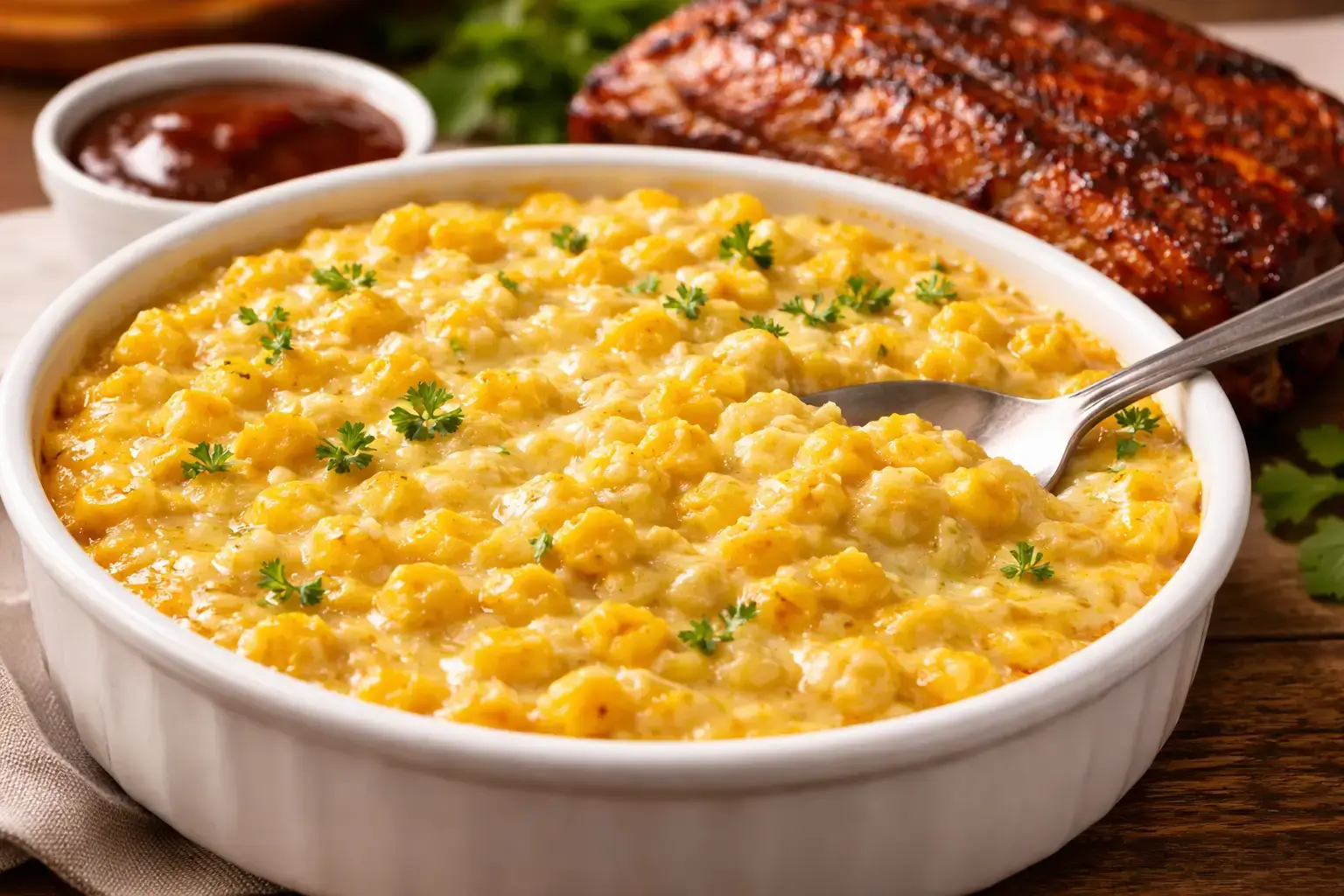 creamy city barbeque corn pudding recipe copycat BBQ side dish