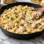 creamy chicken noodles skillet rich sauce comfort food