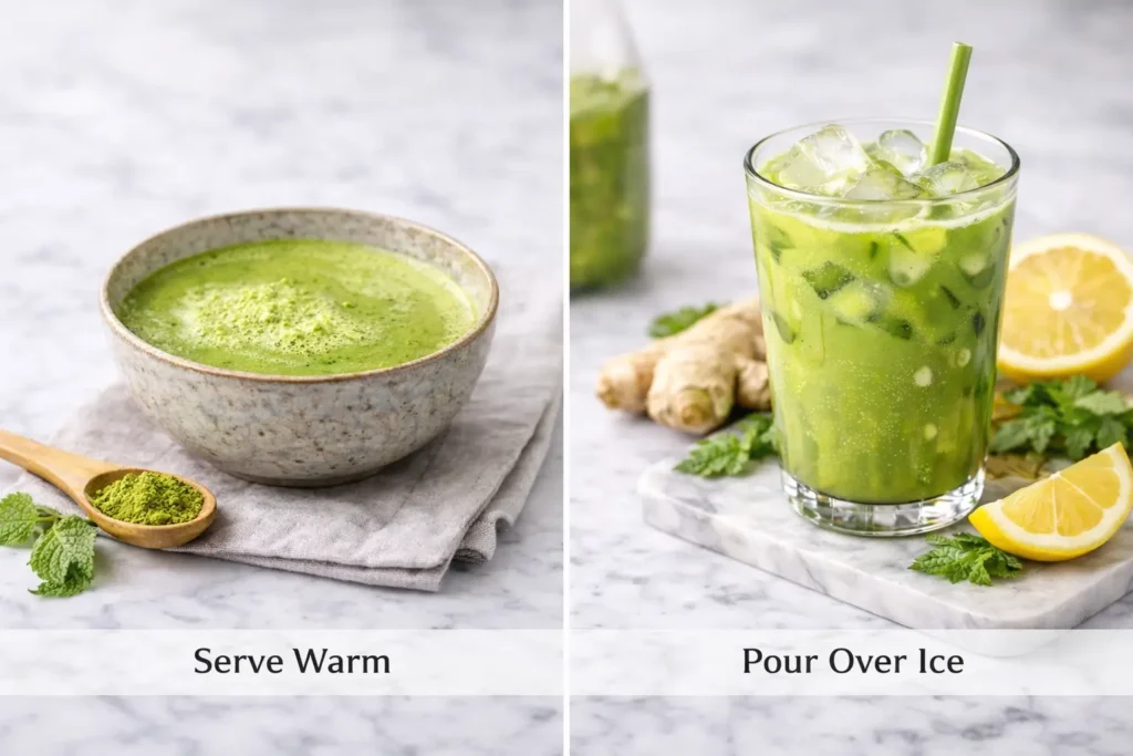 matcha tea recipe served warm or iced for weight loss drink