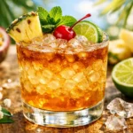 Merriman's Mai Tai mocktail with crushed ice pineapple cherry lime and mint garnish tropical Hawaiian drink