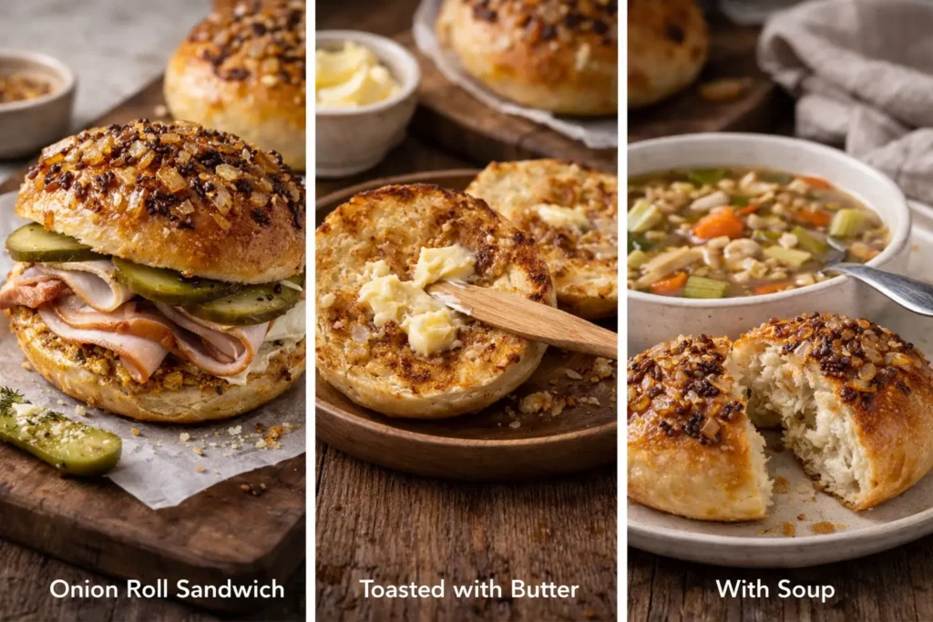 onion roll sandwich toasted butter soup serving ideas