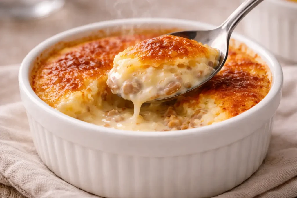 Creamy potato leek soup in a bowl with chives and cream swirl