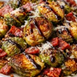Saltgrass Brussels sprouts recipe with crispy bacon parmesan and balsamic glaze steakhouse style
