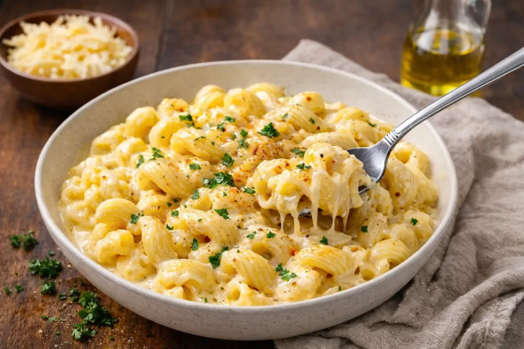 creamy yard house mac and cheese with cavatappi pasta and rich cheese sauce