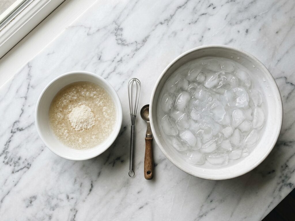 how to make gelatin set faster ice bath cold water marble