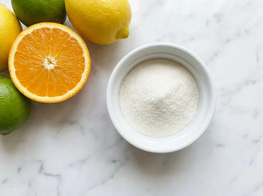 fruit pectin powder plant based gelatin alternative on marble