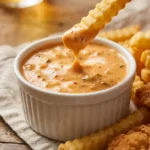 Sonic Groovy Sauce recipe served in a white ramekin with a crinkle-cut fry dipping in