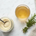 beef gelatin benefits knox gelatin powder and dissolved drink on white marble