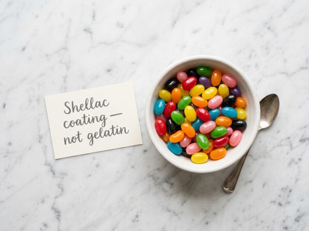 jelly beans shellac coating not gelatin white marble