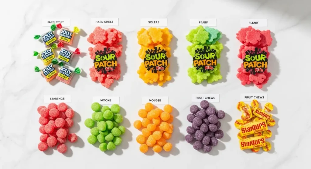 do jolly ranchers have gelatin hard candies and chews comparison on white marble