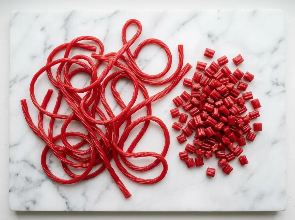 twizzlers pull n peel nibs gelatin free on white marble