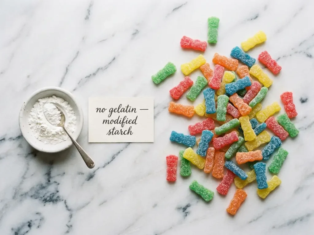 does sour patch kids have gelatin modified starch alternative white marble