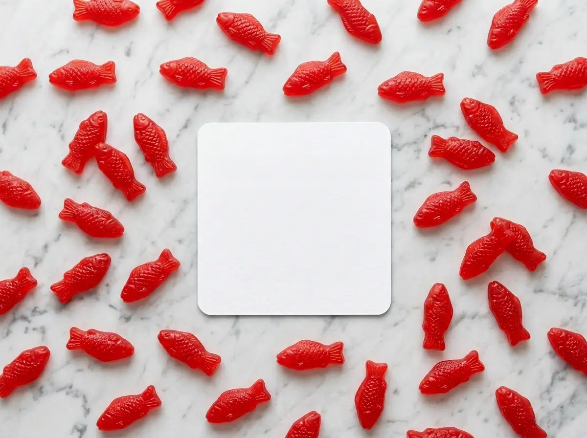 does swedish fish have gelatin comparison red candy next to gelatin powder on white marble