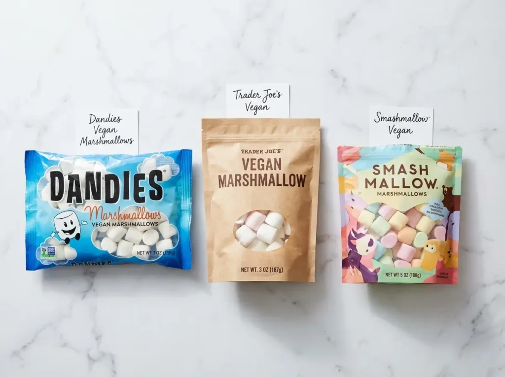 gelatin free marshmallow brands dandies trader joes smashmallow on white marble
