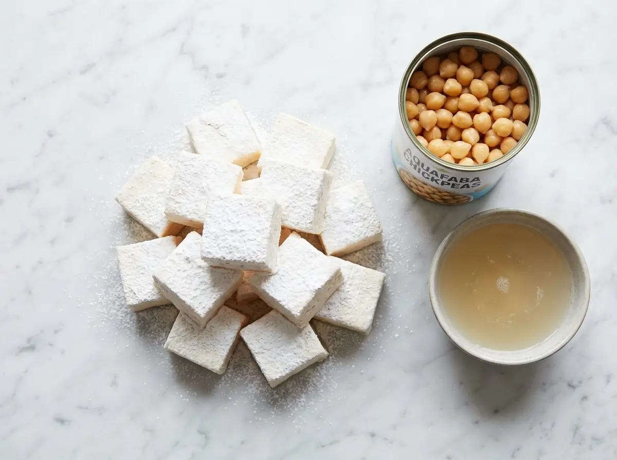 gelatin free marshmallows homemade aquafaba recipe on white marble