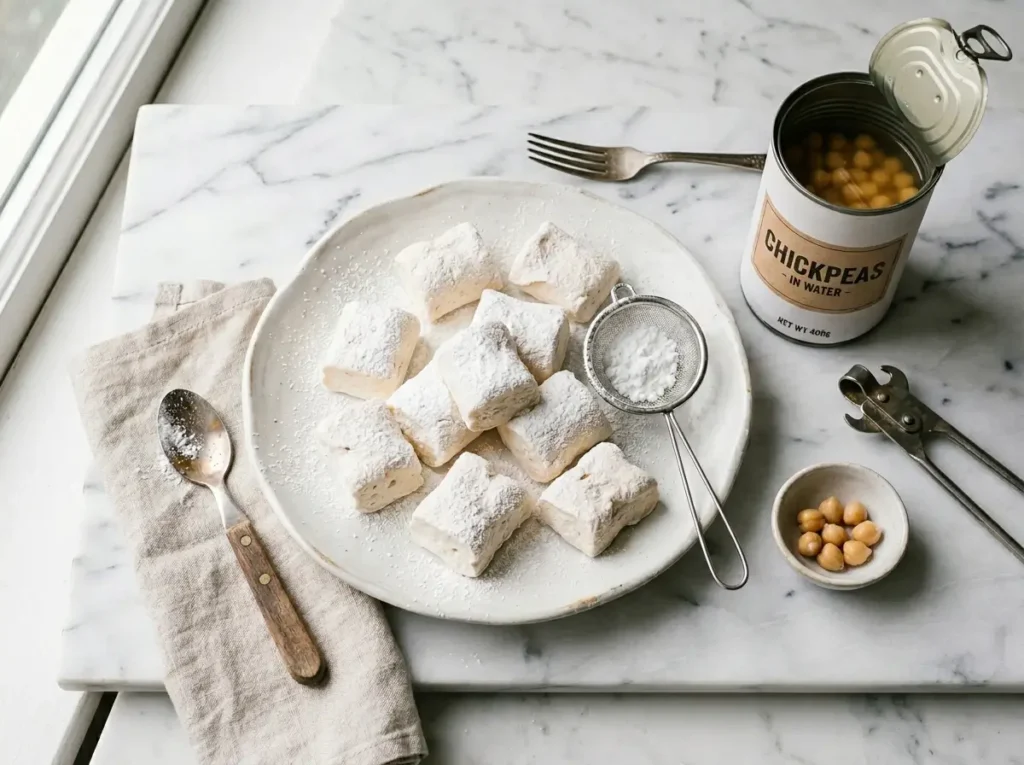 gelatin free marshmallows homemade aquafaba chickpea recipe white marble