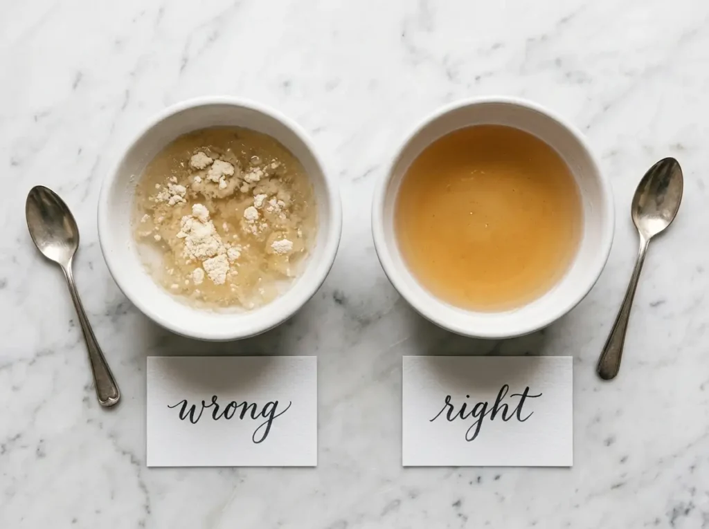 how to bloom gelatin sprinkle powder over cold water white marble