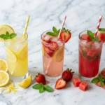 ina garten lemonade recipe pitcher with fresh lemons on white marble