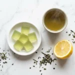 korean gelatin recipe for weight loss green tea cubes on white marble