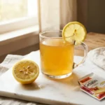 serena williams weight loss recipe gelatin drink with lemon on white marble
