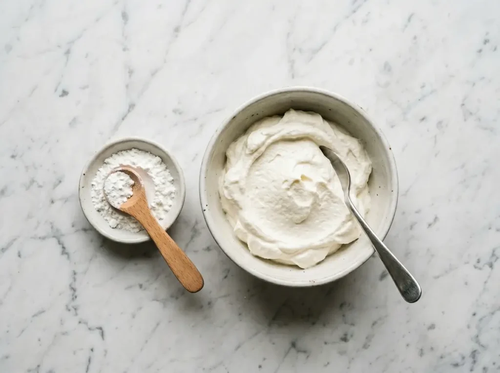 stabilized whipped cream cornstarch method gelatin free white marble