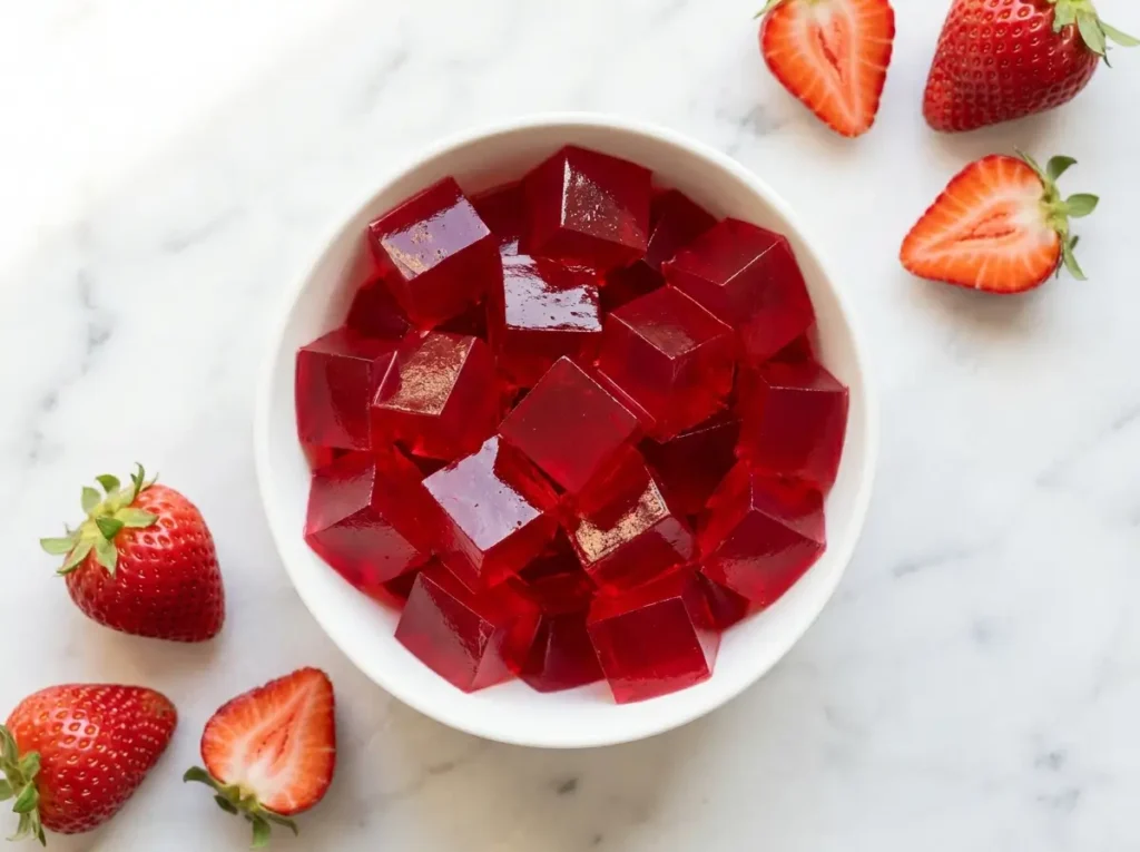 rainbow gelatin-free jello cups with fruit layers