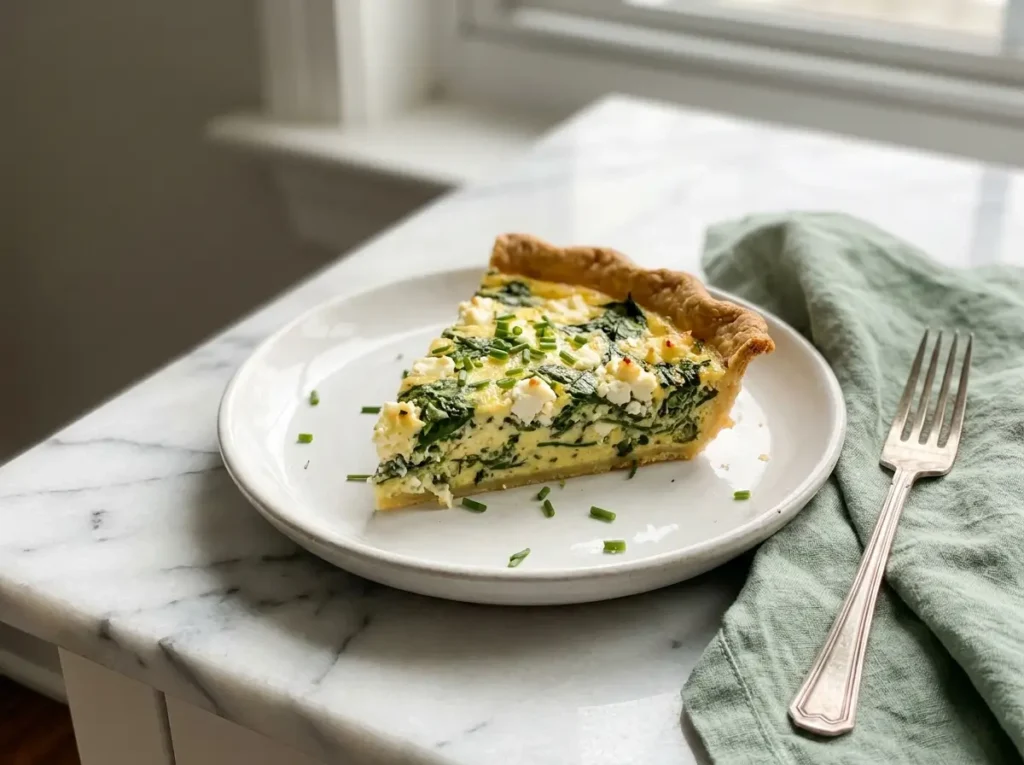Spinach and feta quiche for Mother's Day brunch