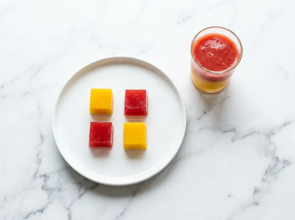 homemade agar agar jello cubes on white plate