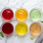 Best Knox gelatin recipes in glass ramekins on white marble