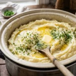 make ahead crockpot mashed potatoes in slow cooker with butter and chives